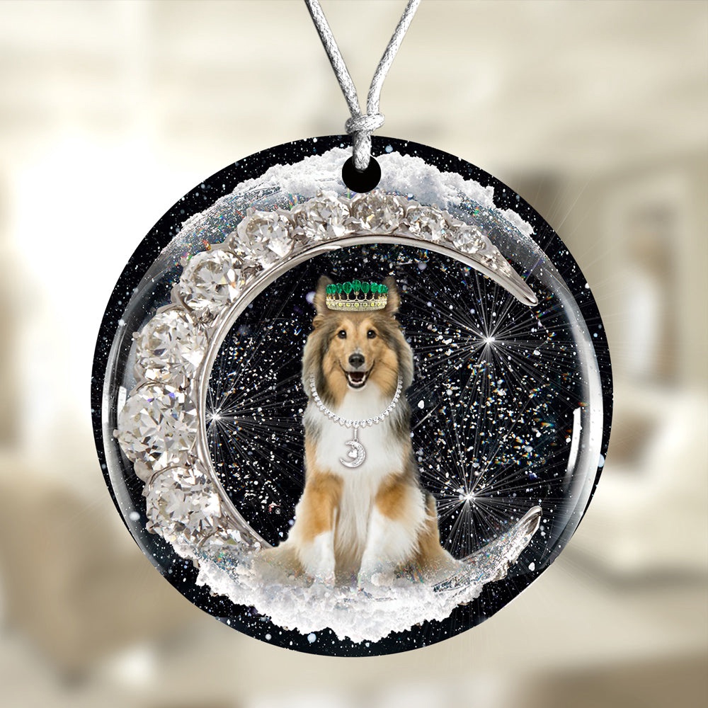 Shetland-Sheepdog With Crown Diamond Ornament, Christmas Ornament, Dog Ornament, Xmas Dog Ornaments