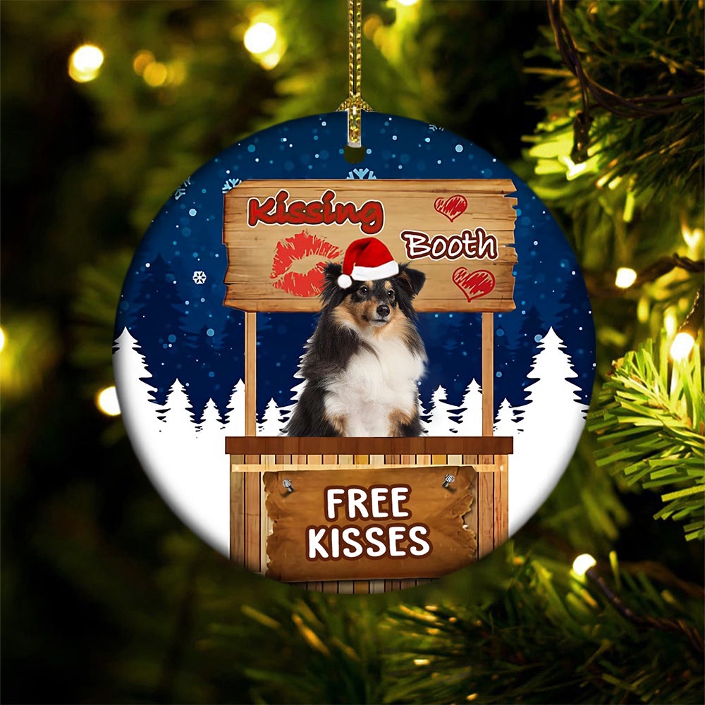 Shetland Sheepdog Kissing Booth Christmas Ornament, Christmas Ornament, Dog Ornament, Xmas Dog Ornaments Shetland Sheepdog Kissing Booth Christmas Ornament, Christmas Ornament, Dog Ornament, Xmas Dog Ornaments
