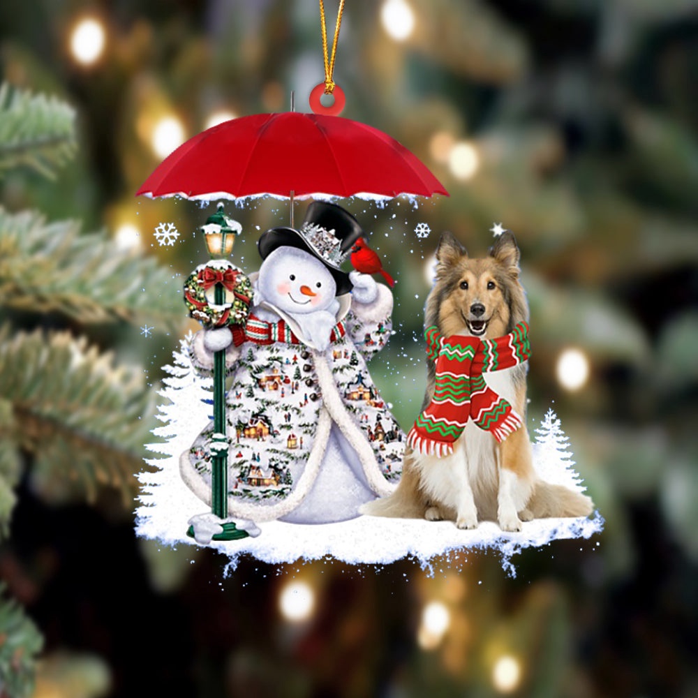 Shetland Sheepdog With Snowman Christmas Ornament, Christmas Ornament, Dog Ornament, Xmas Dog Ornaments Shetland Sheepdog With Snowman Christmas Ornament, Christmas Ornament, Dog Ornament, Xmas Dog Ornaments