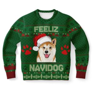 Shiba Inu Feliz Navidog Ugly Christmas Sweater,…