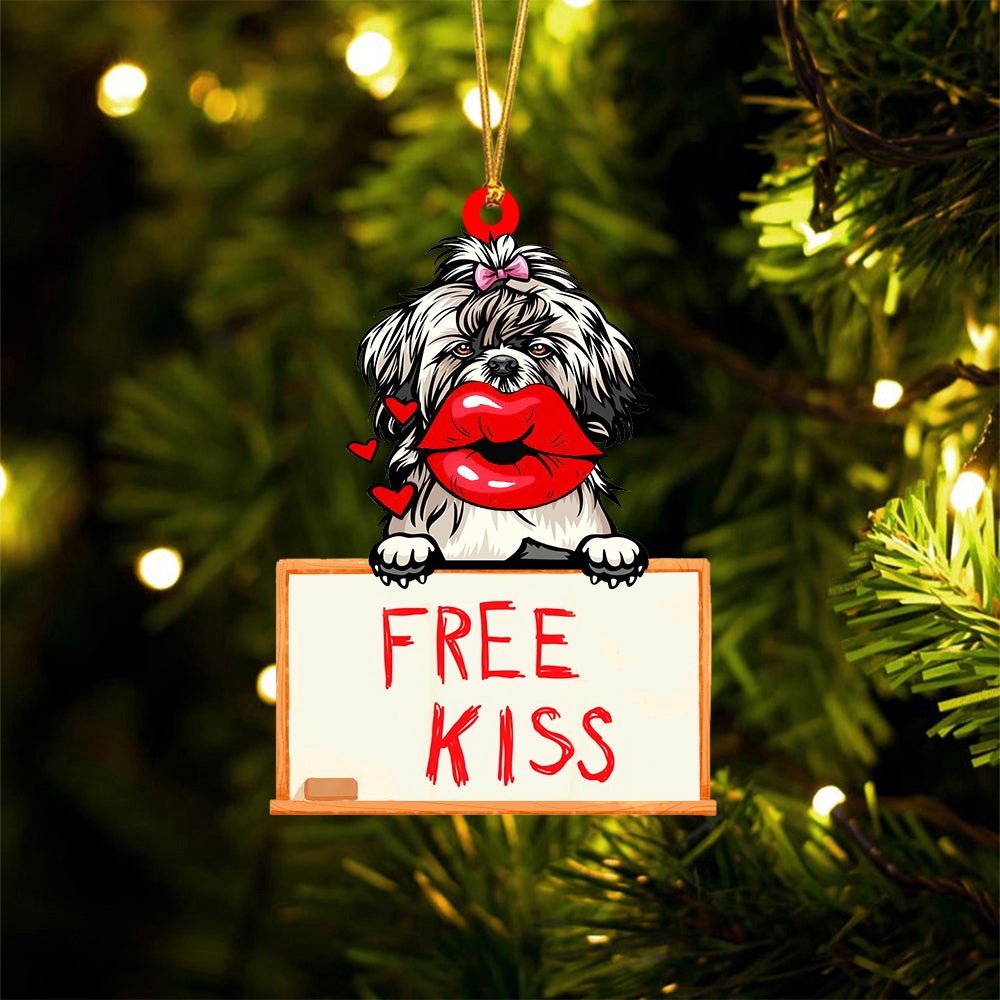 Shih-Tzu Free Kiss Christmas Ornament, Christmas Ornament, Dog Ornament, Xmas Dog Ornaments Shih-Tzu Free Kiss Christmas Ornament, Christmas Ornament, Dog Ornament, Xmas Dog Ornaments