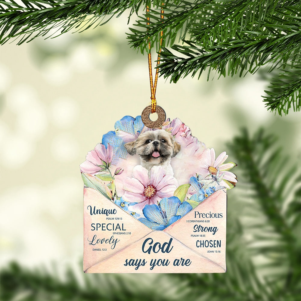 Shih-Tzu God Says You Ornament, Christmas Ornament, Dog Ornament, Xmas Dog Ornaments Shih-Tzu God Says You Ornament, Christmas Ornament, Dog Ornament, Xmas Dog Ornaments
