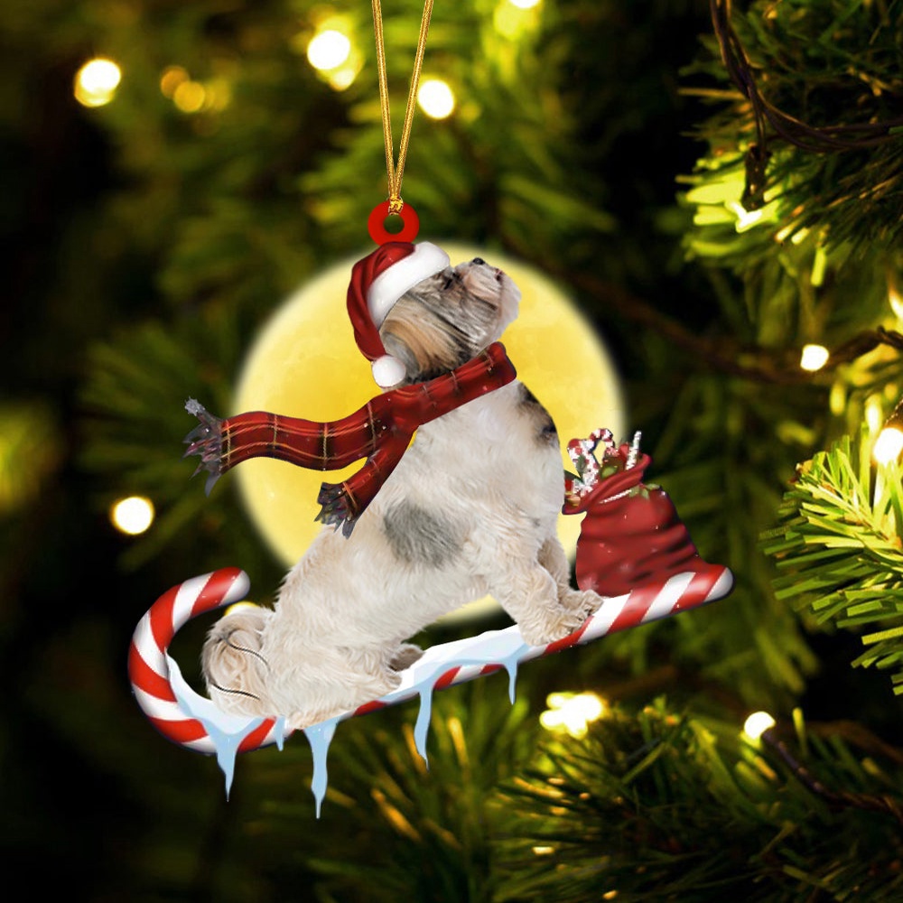 Shih-Tzu On The Candy Cane Christmas Ornament, Christmas Ornament, Dog Ornament, Xmas Dog Ornaments Shih-Tzu On The Candy Cane Christmas Ornament, Christmas Ornament, Dog Ornament, Xmas Dog Ornaments
