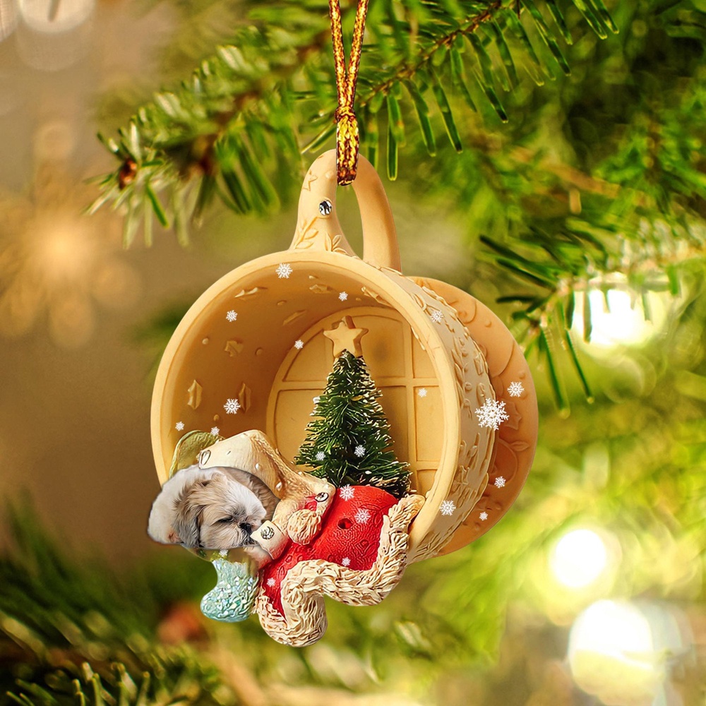 Shih Tzu Sleeping In A Cup Christmas Ornament, Christmas Ornament, Dog Ornament, Xmas Dog Ornaments Shih Tzu Sleeping In A Cup Christmas Ornament, Christmas Ornament, Dog Ornament, Xmas Dog Ornaments