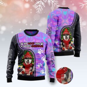 Siberian Husky Hologram Color Ugly Christmas Sweater,…