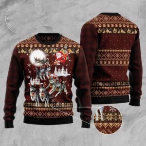 Siberian Husky Reindeers Car Ugly Christmas Sweater,…