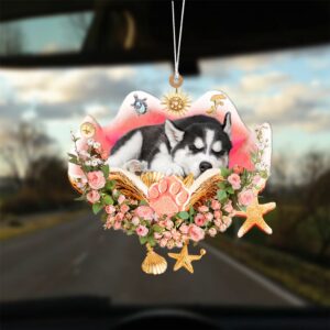 Siberian Husky Sleeping In The Seashell Ornament,…