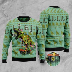 Skateboard Dinosaur Ugly Christmas Sweater, Christmas Sweater,…