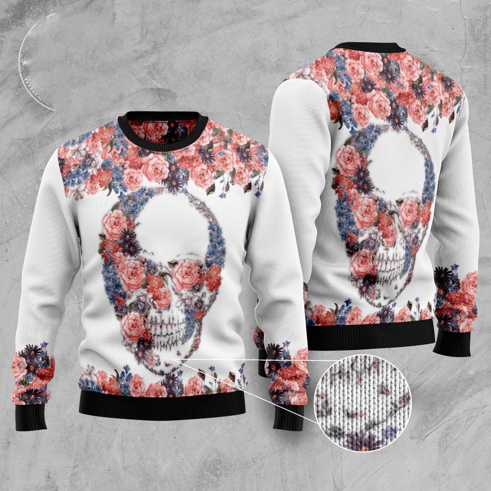 Skull Flowers Ugly Christmas Sweater, Christmas Sweater, Ugly Sweater, Funny Xmas Sweaters Skull Flowers Ugly Christmas Sweater, Christmas Sweater, Ugly Sweater, Funny Xmas Sweaters
