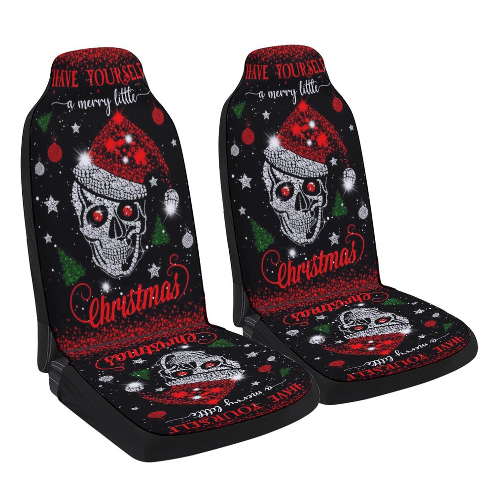 Skull Santa Have Yourself A Merry Little Christmas Seat Cover Cars, Christmas Car Seat Cover, Car Seat Cover