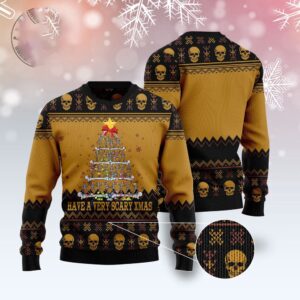 Skull Very Scary Xmas Ugly Christmas Sweater,…