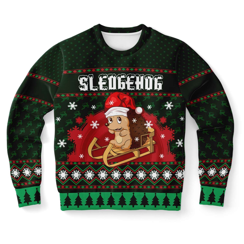 Sledgehog Ugly Christmas Sweater, Christmas Sweater, Ugly Sweater, Funny Xmas Sweaters Sledgehog Ugly Christmas Sweater, Christmas Sweater, Ugly Sweater, Funny Xmas Sweaters