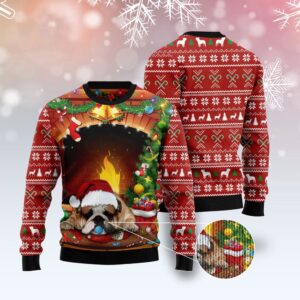 Sleeping Bulldog Christmas Ugly Christmas Sweater, Dog…