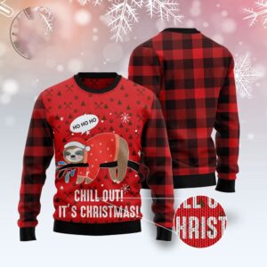 Sloth Chill Out Ugly Christmas Sweater, Christmas…