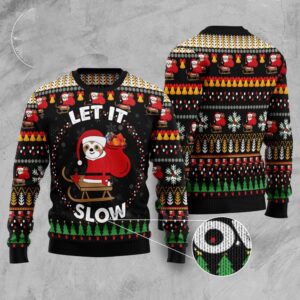 Sloth Let It Slow Ugly Christmas Sweater,…