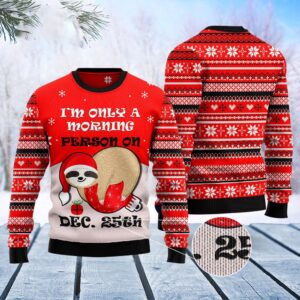 Sloth Morning Ugly Christmas Sweater, Christmas Sweater,…
