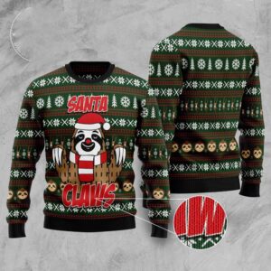 Sloth Santa Claws Ugly Christmas Sweater, Christmas…