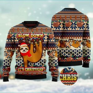Sloth Slow Down Its Christmas Ugly Christmas…