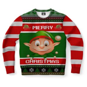 Smiling Elf Ugly Christmas Sweater, Christmas Sweater,…
