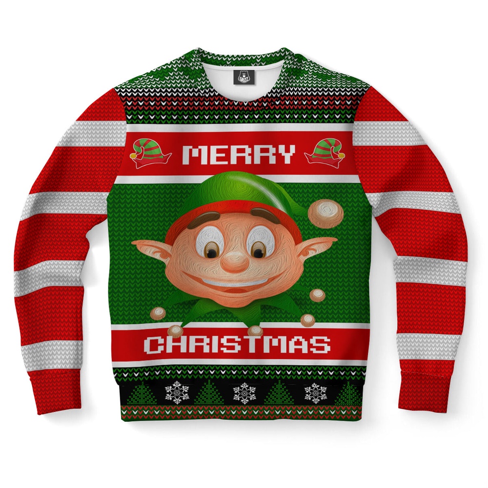 Smiling Elf Ugly Christmas Sweater, Christmas Sweater, Ugly Sweater, Funny Xmas Sweaters Smiling Elf Ugly Christmas Sweater, Christmas Sweater, Ugly Sweater, Funny Xmas Sweaters