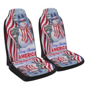 Snowman Merry Christmas American flag Seat Cover…