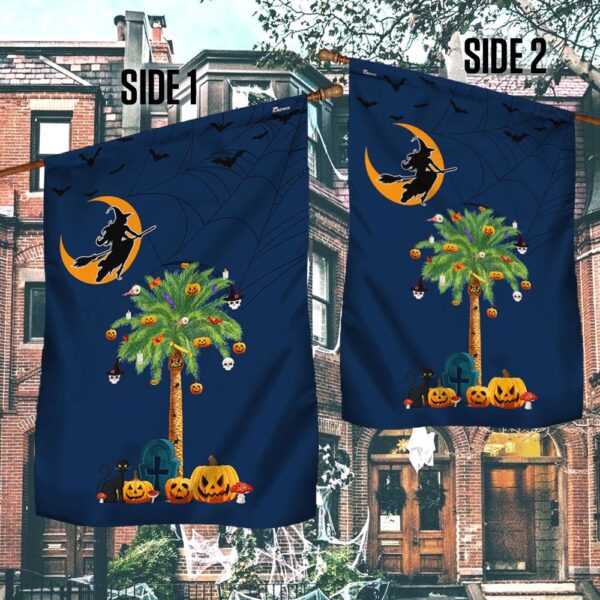 South Carolina Halloween Witchcraft Flag Pumpkins Palm Tree, Halloween Flag, Halloween Garden Flags, Halloween House Flags