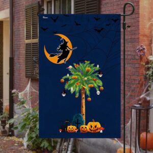 South Carolina Halloween Witchcraft Flag Pumpkins Palm Tree Halloween Flag Halloween Garden Flags Halloween House Flags 3 evsigo.jpg