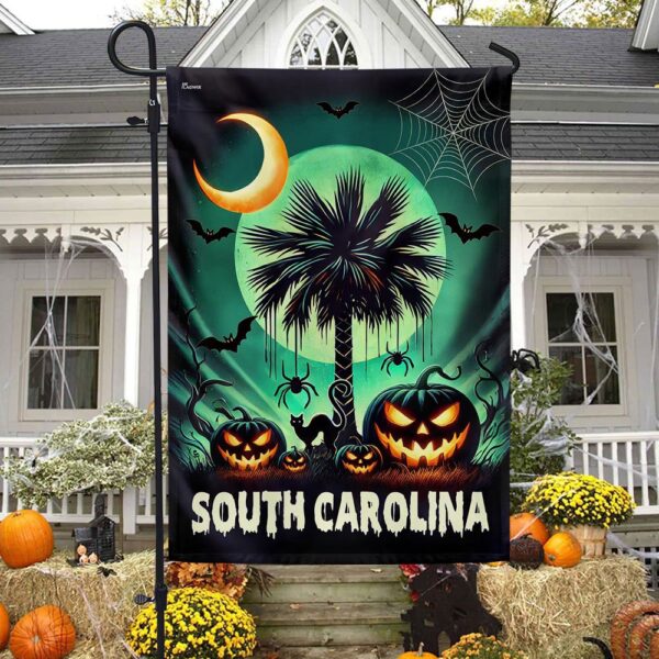 South Carolina Happy Halloween Spooky Flag, Halloween Flag, Halloween Garden Flags, Halloween House Flags