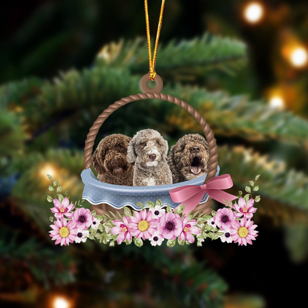 Spanish Water Dog Dogs In The Basket Ornament, Christmas Ornament, Dog