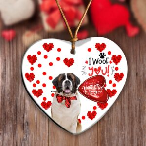 St Bernard Happy Valentine’s Day Ornament, Christmas…