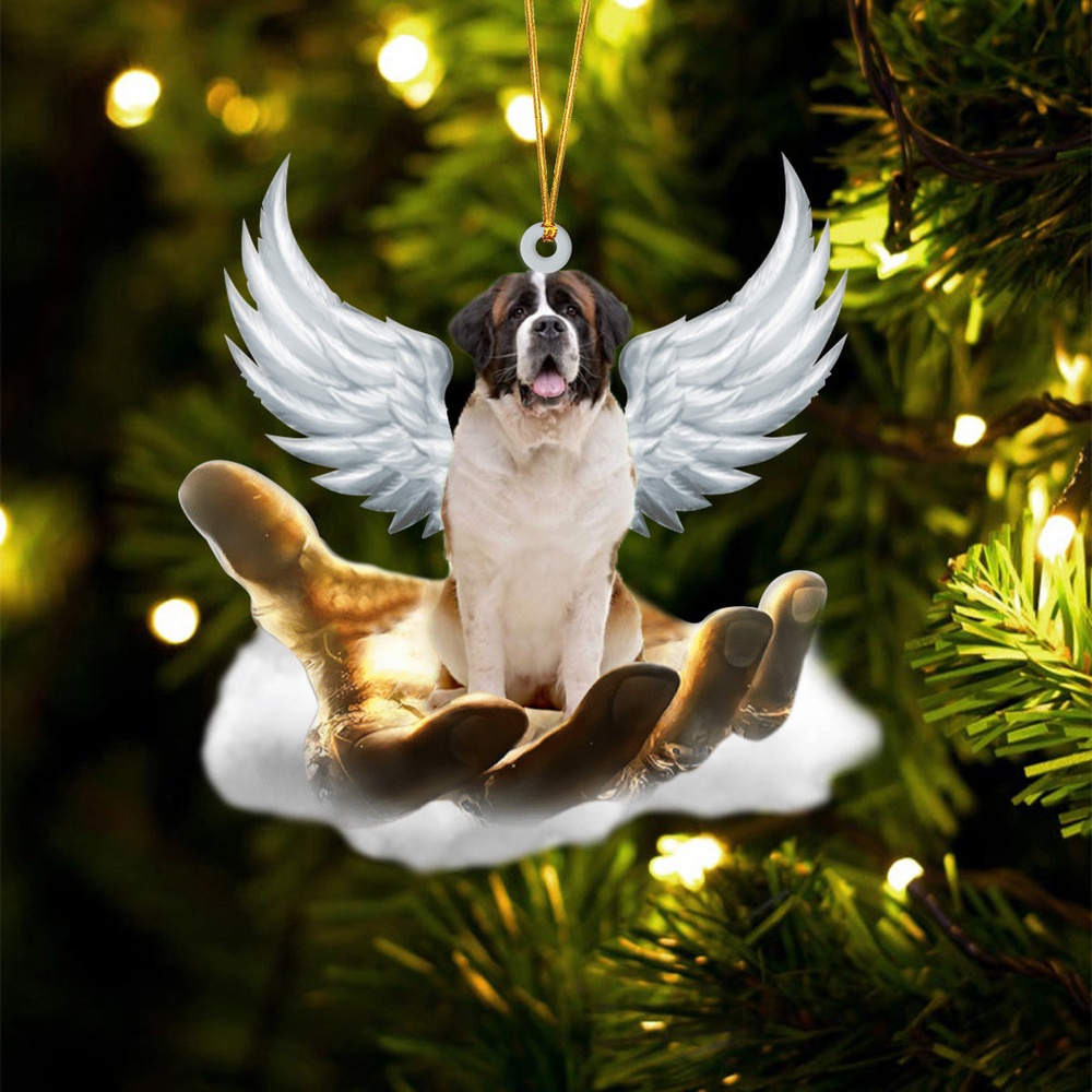 St Bernard On The Hands Of Jesus Ornament, Christmas Ornament, Dog Ornament, Xmas Dog Ornaments St Bernard On The Hands Of Jesus Ornament, Christmas Ornament, Dog Ornament, Xmas Dog Ornaments