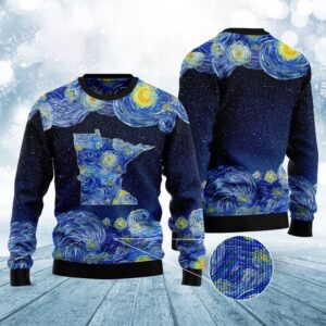 Starry Minnesota Ugly Christmas Sweater, Christmas Sweater,…
