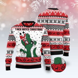 T-Rex Hates Christmas Ugly Christmas Sweater, Christmas…