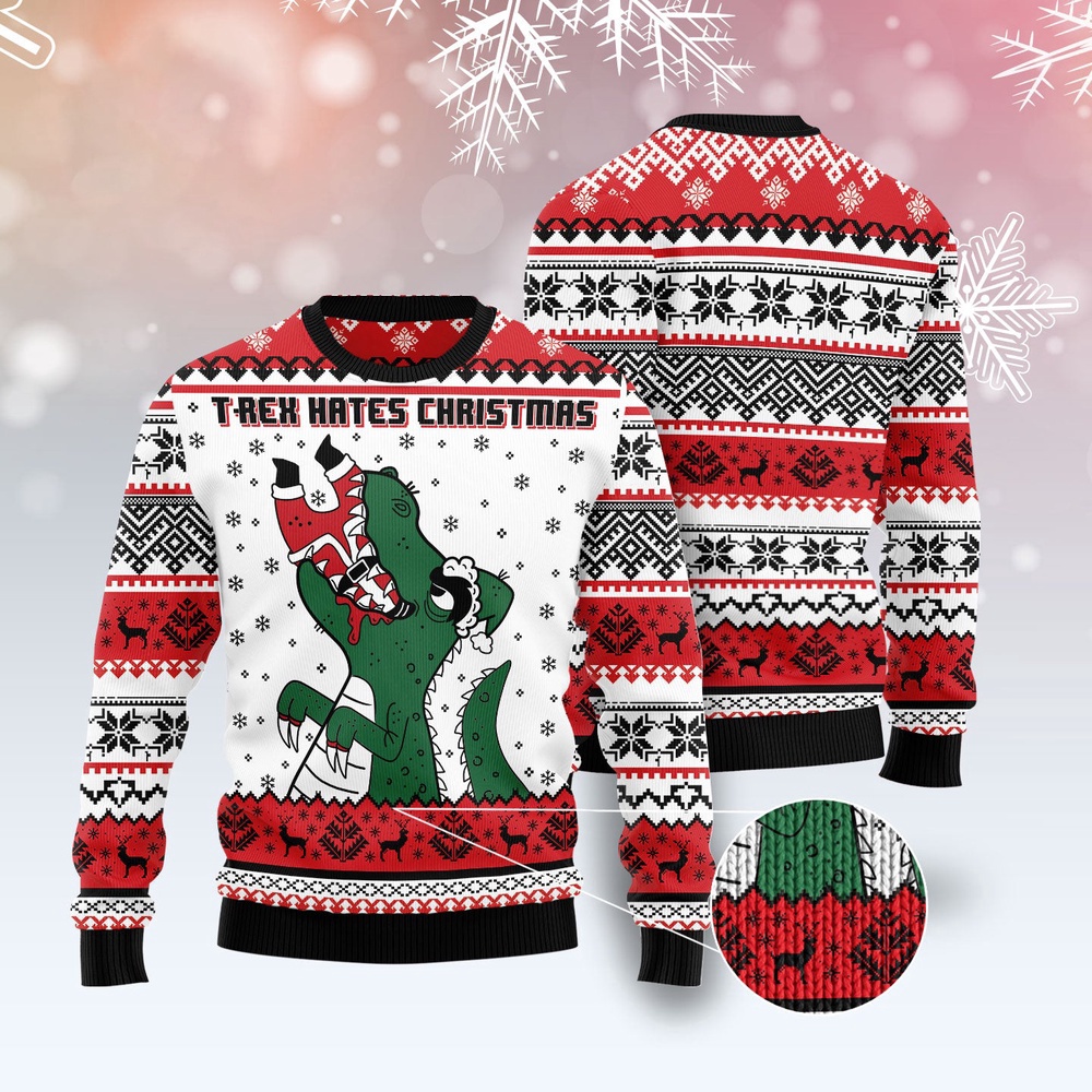 T-Rex Hates Christmas Ugly Christmas Sweater, Christmas Sweater, Ugly Sweater, Funny Xmas Sweaters T-Rex Hates Christmas Ugly Christmas Sweater, Christmas Sweater, Ugly Sweater, Funny Xmas Sweaters