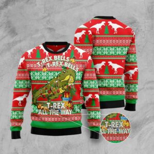 T-Rex Tree Christmas Ugly Christmas Sweater, Xmas…