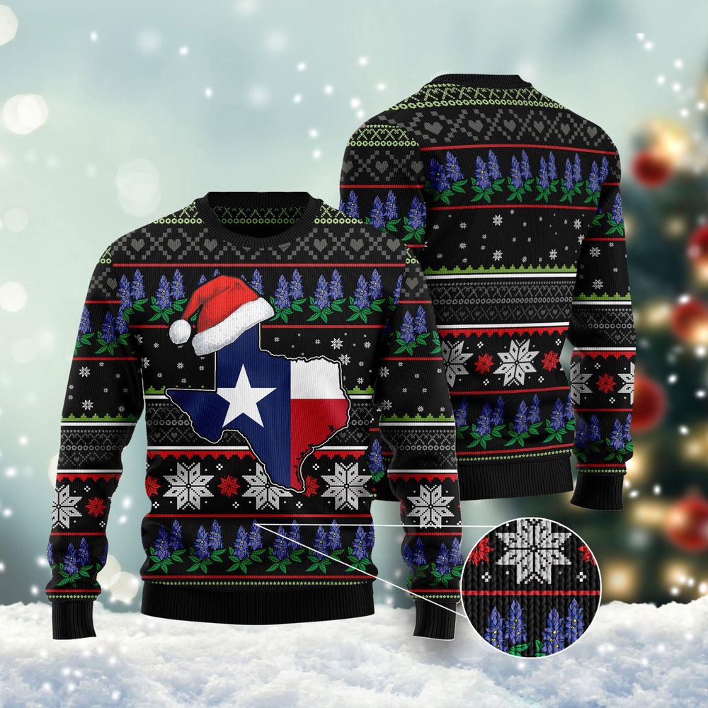 Texas Bluebonnet Ugly Christmas Sweater, Christmas Sweater, Ugly Sweater, Funny Xmas Sweaters Texas Bluebonnet Ugly Christmas Sweater, Christmas Sweater, Ugly Sweater, Funny Xmas Sweaters