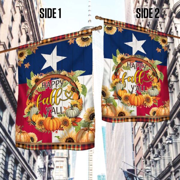 Texas Fall, Happy Fall Y’all Pumpkins Texas Flag, Halloween Flag, Halloween Garden Flags, Halloween House Flags