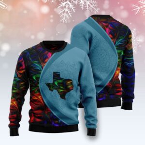 Texas Fractal Pattern Ugly Christmas Sweater, Christmas…