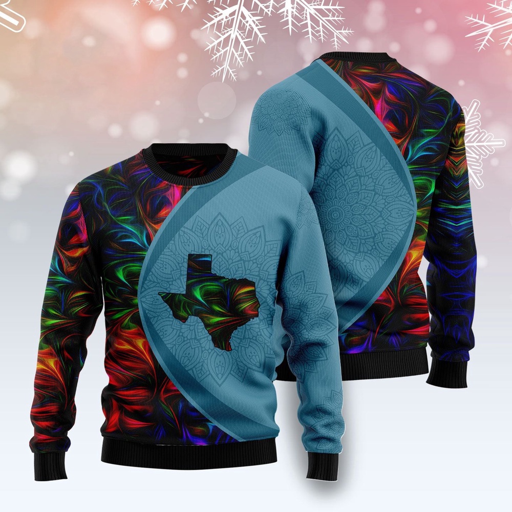 Texas Fractal Pattern Ugly Christmas Sweater, Christmas Sweater, Ugly Sweater, Funny Xmas Sweaters Texas Fractal Pattern Ugly Christmas Sweater, Christmas Sweater, Ugly Sweater, Funny Xmas Sweaters