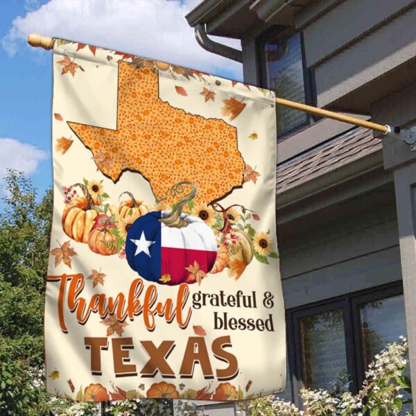 Thanksgiving Texas Flag Thankful Grateful And Blessed Pumpkin Fall Halloween Flag, Halloween Flag, Halloween Garden Flags, Halloween House Flags