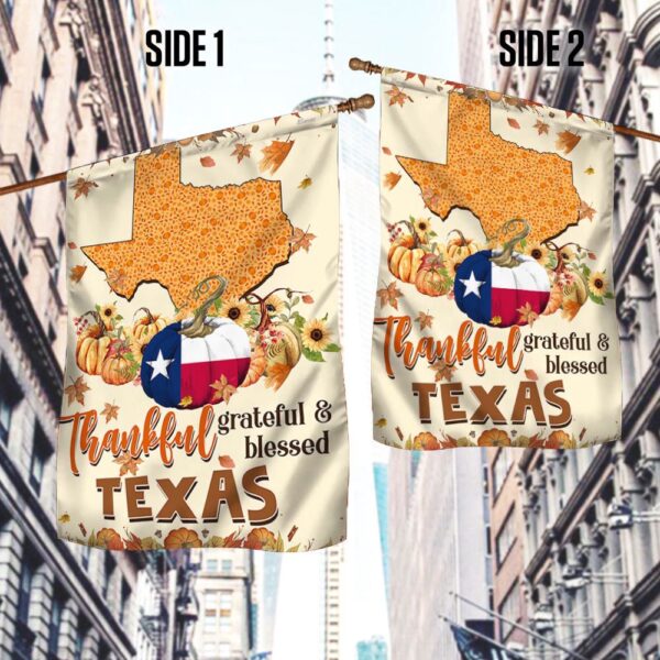 Thanksgiving Texas Flag Thankful Grateful And Blessed Pumpkin Fall Halloween Flag, Halloween Flag, Halloween Garden Flags, Halloween House Flags