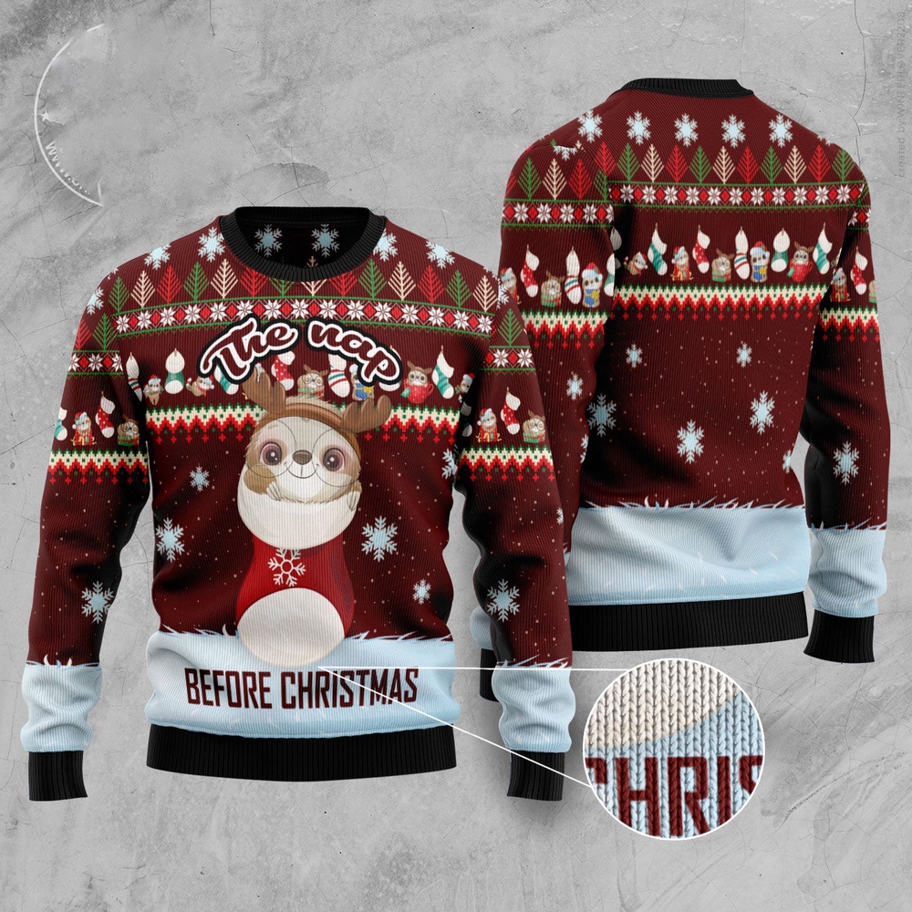 The Nap Before Christmas Sloth Ugly Christmas Sweater, Christmas Sweater, Ugly Sweater, Funny Xmas Sweaters The Nap Before Christmas Sloth Ugly Christmas Sweater, Christmas Sweater, Ugly Sweater, Funny Xmas Sweaters