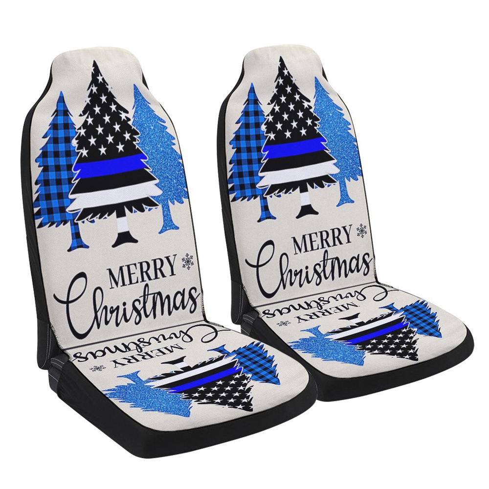 Thin Blue Line Merry Christmas Police Law Enforcement Seat Cover Cars, Christmas Car Seat Cover, Car Seat Cover Thin Blue Line Merry Christmas Police Law Enforcement Seat Cover Cars, Christmas Car Seat Cover, Car Seat Cover