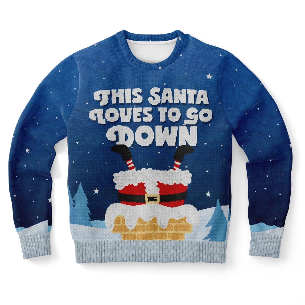 This Santa Loves To Go Down Ugly Christmas Sweater, Christmas Sweater, Ugly Sweater, Funny Xmas Sweaters This Santa Loves To Go Down Ugly Christmas Sweater, Christmas Sweater, Ugly Sweater, Funny Xmas Sweaters
