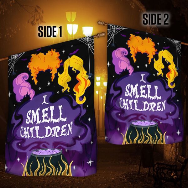 Three Witches Halloween I Smell Children Flag MLN541F – Flagwix, Halloween Flag, Halloween Garden Flags, Halloween House Flags