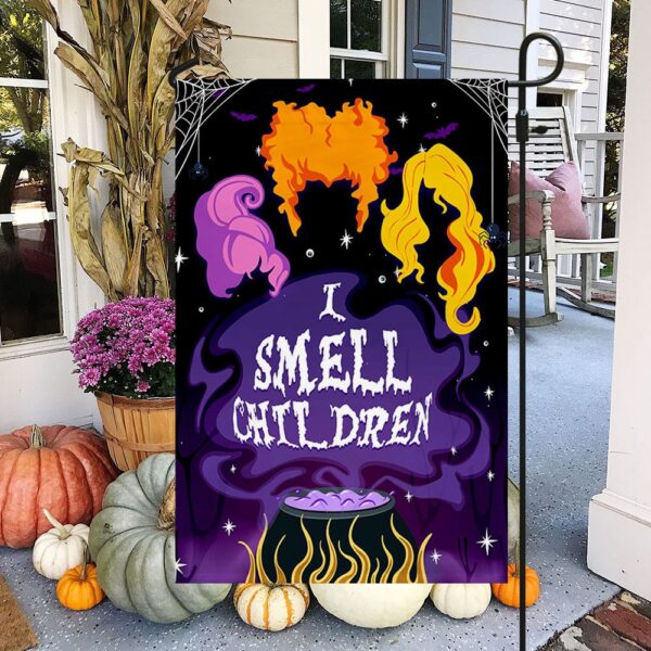 Three Witches Halloween I Smell Children Flag MLN541F – Flagwix, Halloween Flag, Halloween Garden Flags, Halloween House Flags