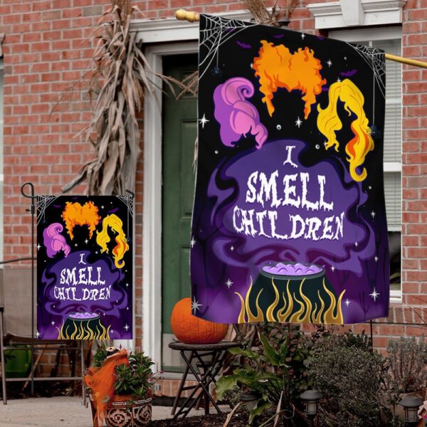 Three Witches Halloween I Smell Children Flag MLN541F – Flagwix, Halloween Flag, Halloween Garden Flags, Halloween House Flags