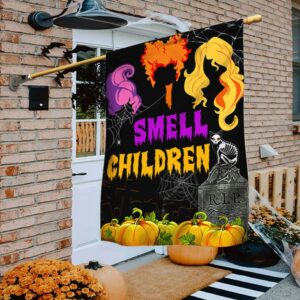 Three Witches Halloween I Smell Children Flag…