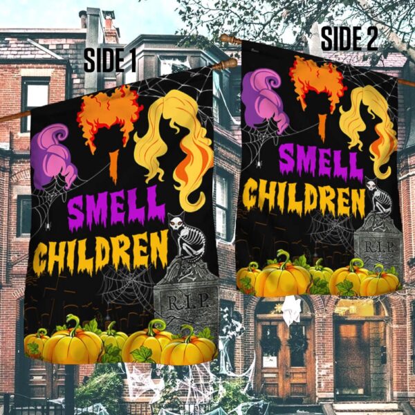 Three Witches Halloween I Smell Children Flag MLN566F – Flagwix, Halloween Flag, Halloween Garden Flags, Halloween House Flags