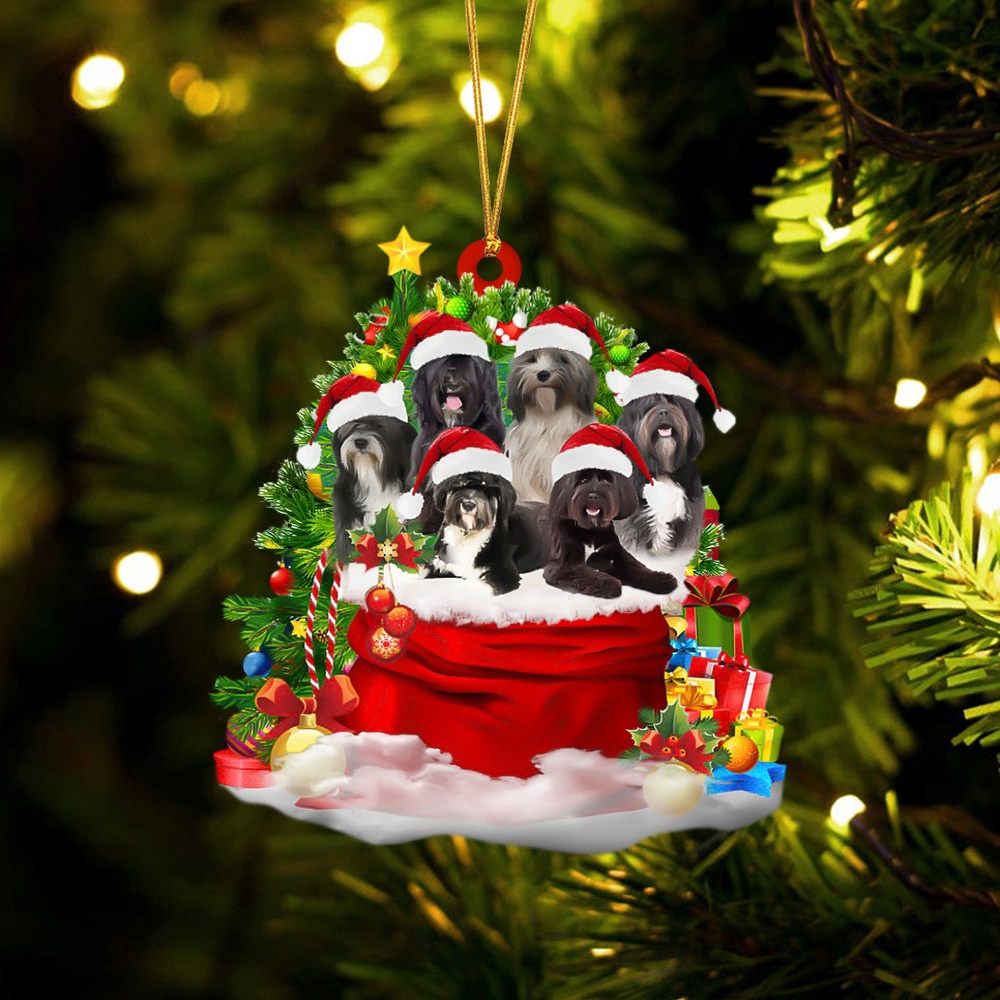 Tibetan Terrier Dogs In A Gift Bag Christmas Ornament, Christmas Ornament, Dog Ornament, Xmas Dog Ornaments Tibetan Terrier Dogs In A Gift Bag Christmas Ornament, Christmas Ornament, Dog Ornament, Xmas Dog Ornaments